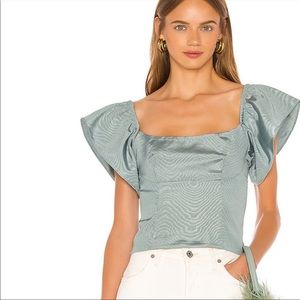 LPA Dusty Blue Rowan Ruffle Sleeve Top Size Large